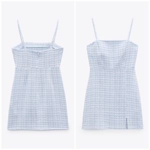 Zara Blue/White Textured Mini Dress. Size M.